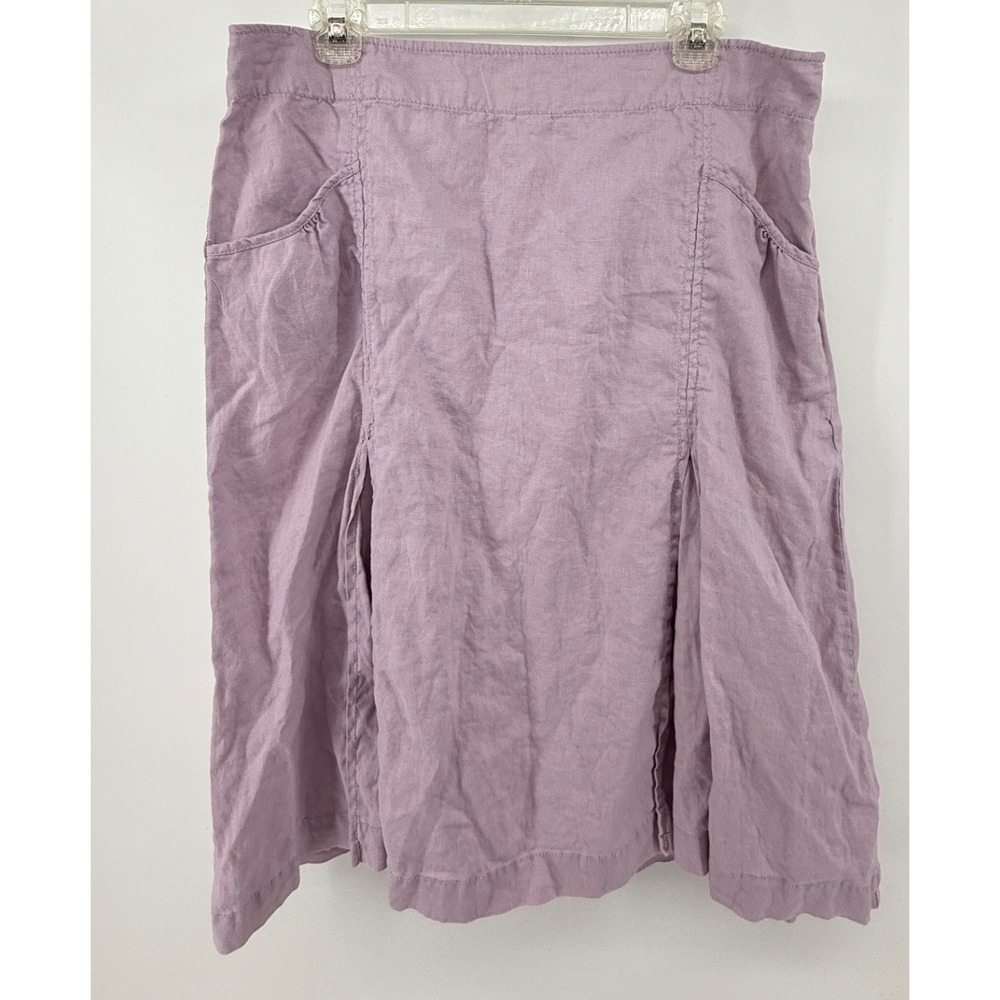 Merona Women Lavender 100% Linen A-Line Knee Length Skirt Size 12 Pocket